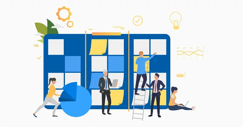 Hình ảnh một danh sách kiểm tra với các ô đánh dấu tick, biểu thị việc hoàn thành nhiệm vụ hoặc các bước của quy trình “work in”.